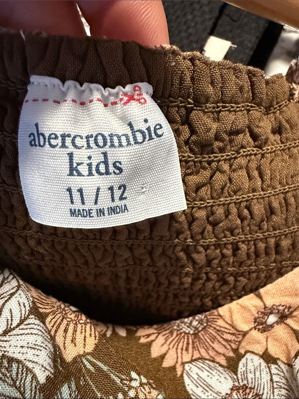 abercrombie kids Brown Floral Romper with Peach & White Flowers
